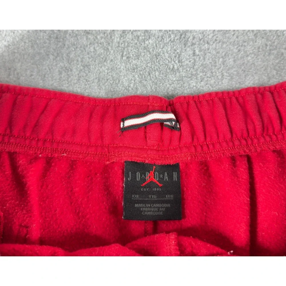 Jordan Air Shorts 2XL XXL Red Black Fleece Athletic Training Men's Basketball‎